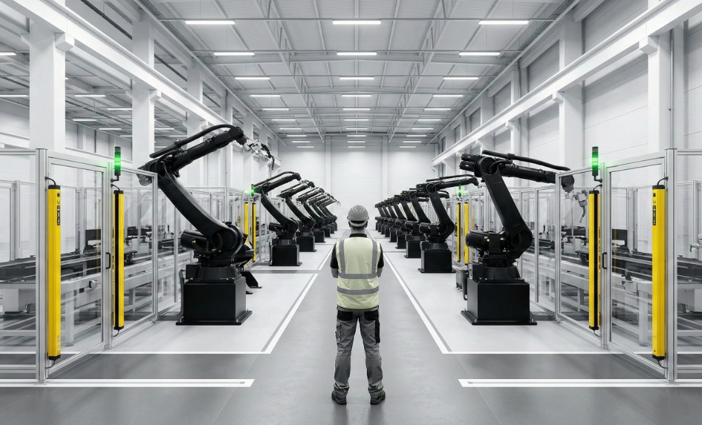 Modern industrial facility, robot safety and automation