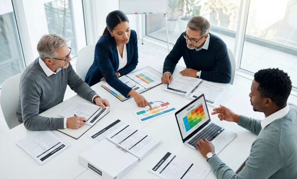Structured safety methodology, workflow, risk matrix, and team collaboration